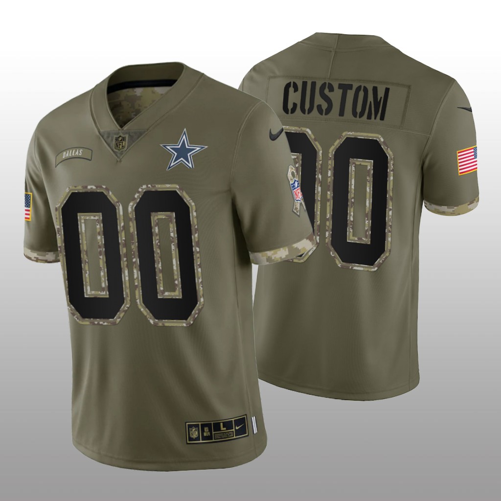 Personalized Men’s Dallas Cowboys ACTIVE PLAYER Olive 2022 Salute To Service Limited Stitched Jersey