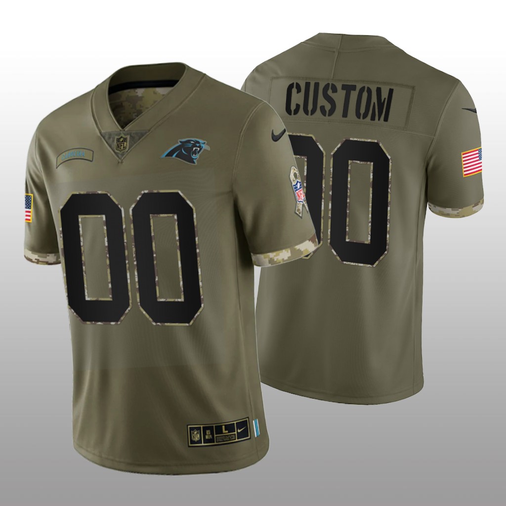 Personalized Men’s Carolina Panthers ACTIVE PLAYER Olive 2022 Salute To Service Limited Stitched Jersey