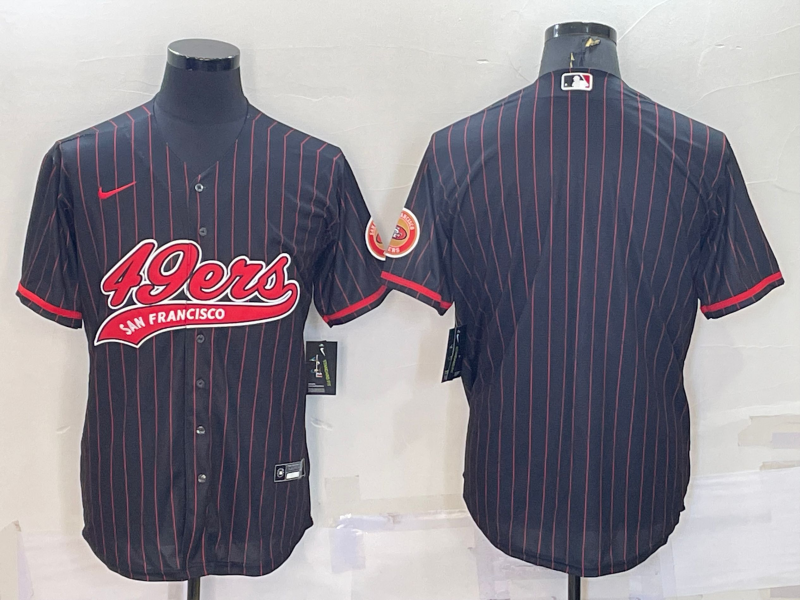 Personalized Men’s San Francisco 49ers Blank Black With Patch Cool Base Stitched Baseball Jersey