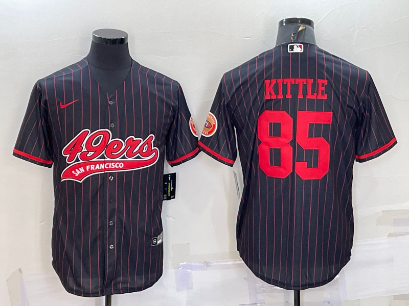 Personalized Men’s San Francisco 49ers #85 George Kittle Black With Patch Cool Base Stitched Baseball Jersey