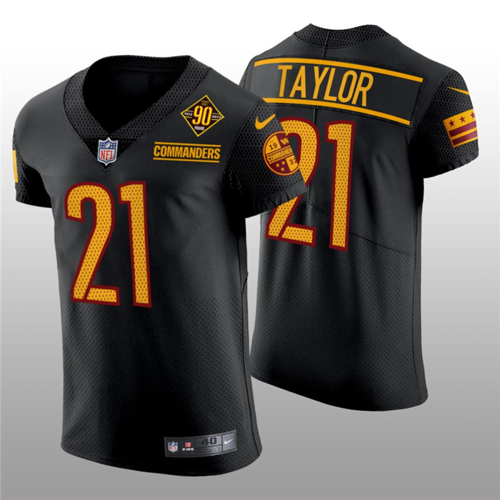 Personalized Men’s Washington Commanders #21 Sean Taylor 90th Anniversary Black Elite Stitched Jersey