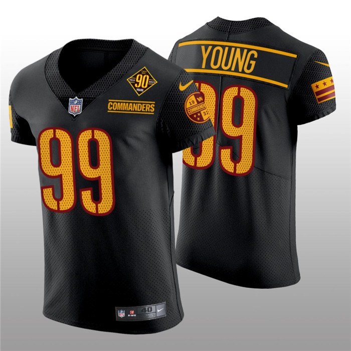 Personalized Men’s Washington Commanders #99 Chase Young 90th Anniversary Black Elite Stitched Jersey