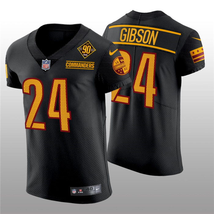 Personalized Men’s Washington Commanders #24 Antonio Gibson 90th Anniversary Black Elite Stitched Jersey