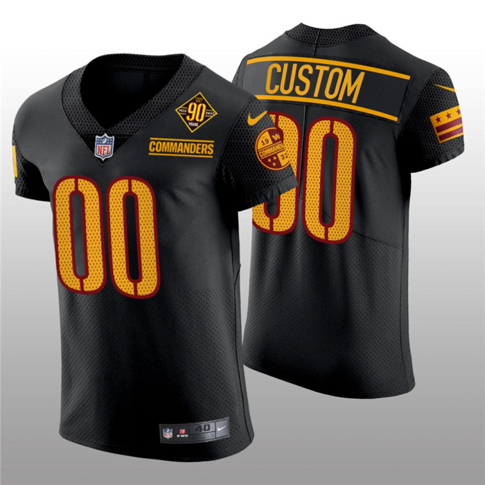 Personalized Men’s Washington Commanders Active Player 90th Anniversary Black Elite Stitched Jersey