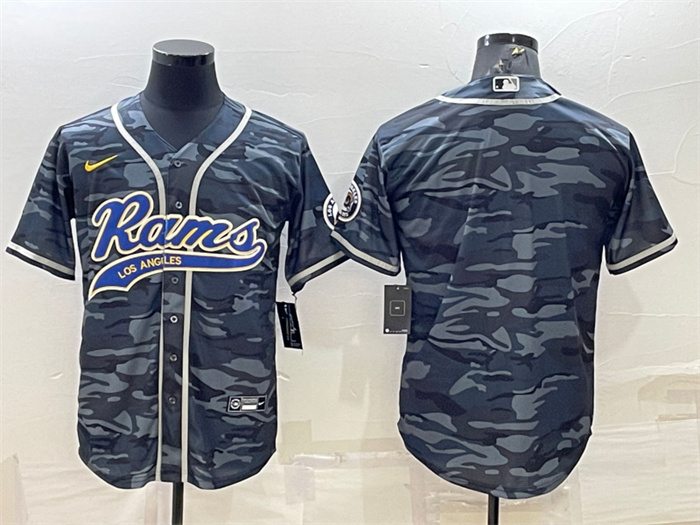 Personalized Men’s Los Angeles Rams Blank Grey Navy With Patch Cool Base Stitched Baseball JerseyS