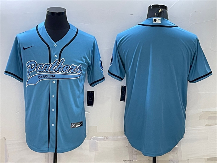 Personalized Men’s Carolina Panthers Blank Blue With Patch Cool Base Stitched Baseball Jersey