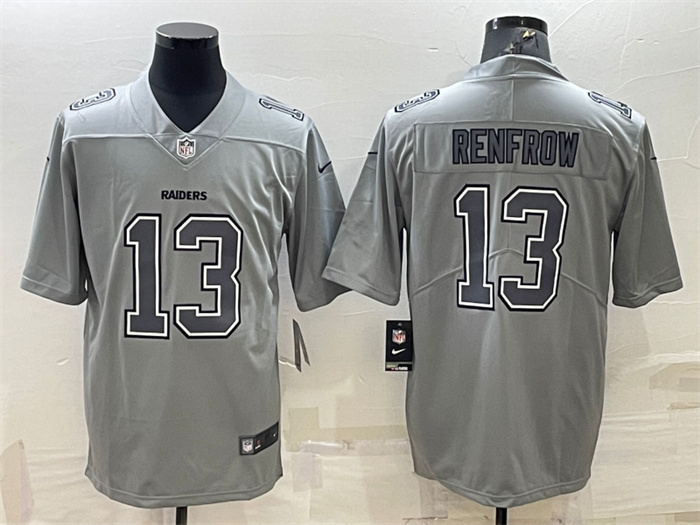 Personalized Men’s Las Vegas Raiders #13 Hunter Renfrow Grey Atmosphere Fashion Stitched Jersey