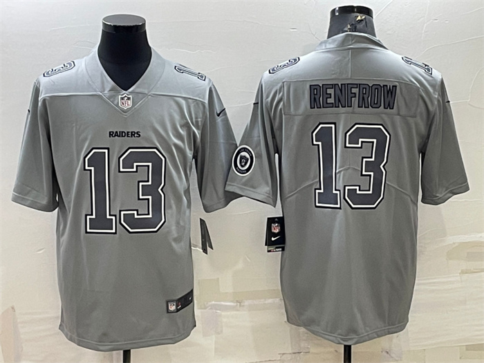 Personalized Men’s Las Vegas Raiders #13 Hunter Renfrow Grey Atmosphere Fashion With Patch Stitched Jersey