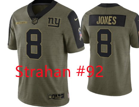 Personalized Giants 92 Michael Strahan Olive 2021 Salute To Service Limited Player Jersey