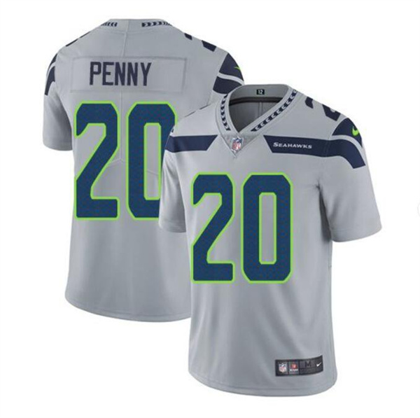 Personalized Men’s Seattle Seahawks #20 Rashaad Penny Grey Untouchable Limited Stitched Jersey