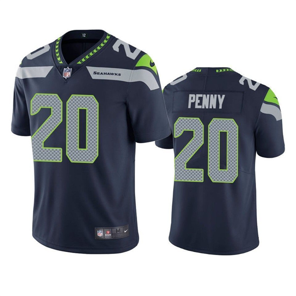 Personalized Men’s Seattle Seahawks #20 Rashaad Penny Navy Untouchable Limited Stitched Jersey