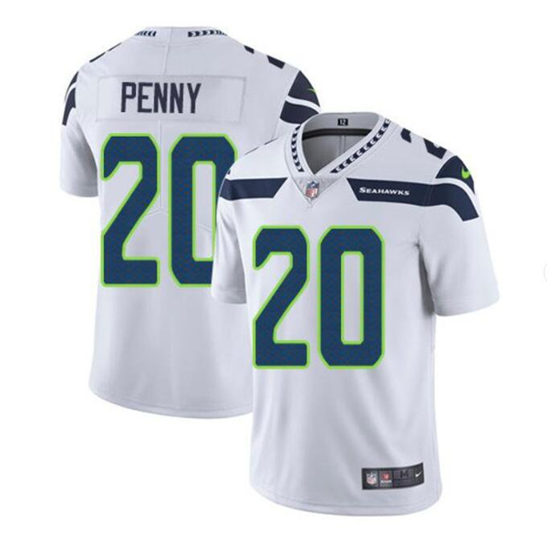 Personalized Men’s Seattle Seahawks #20 Rashaad Penny White Untouchable Limited Stitched Jersey