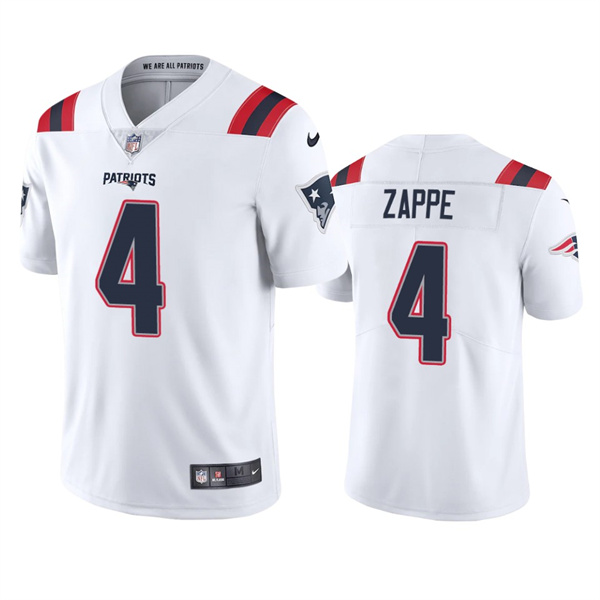 Personalized Men’s New England Patriots #4 Bailey Zappe White Untouchable Limited Stitched Jersey