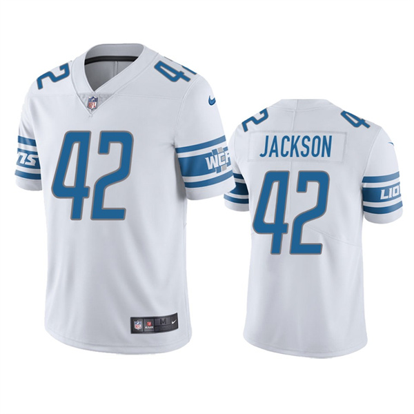 Personalized Men’s Detroit Lions #42 Justin Jackson White Untouchable Limited Stitched Jersey