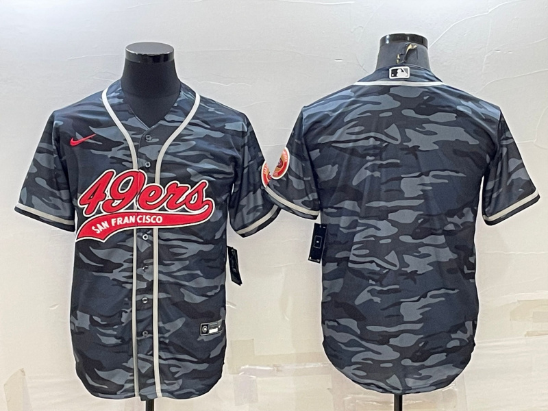 Personalized Men’s San Francisco 49ers Blank Grey Camo With Patch Cool Base Stitched Baseball Jersey