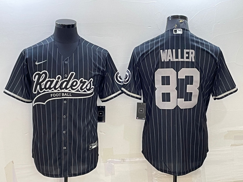 Personalized Men’s Las Vegas Raiders #83 Darren Waller Black With Patch Cool Base Stitched Baseball Jersey