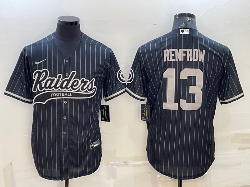 Personalized Men’s Las Vegas Raiders #13 Hunter Renfrow Black With Patch Cool Base Stitched Baseball Jersey