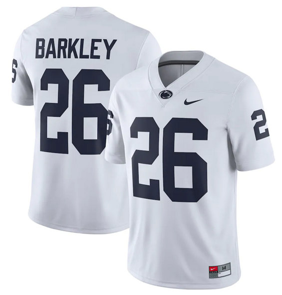 Personalized Men’s Penn State Nittany Lions #26 Saquon Barkley White Stitched Jersey