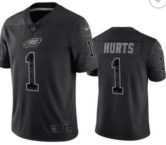 Personalized Men’s Philadelphia Eagles #1 Jalen Hurts Black Reflective Limited Stitched Jersey