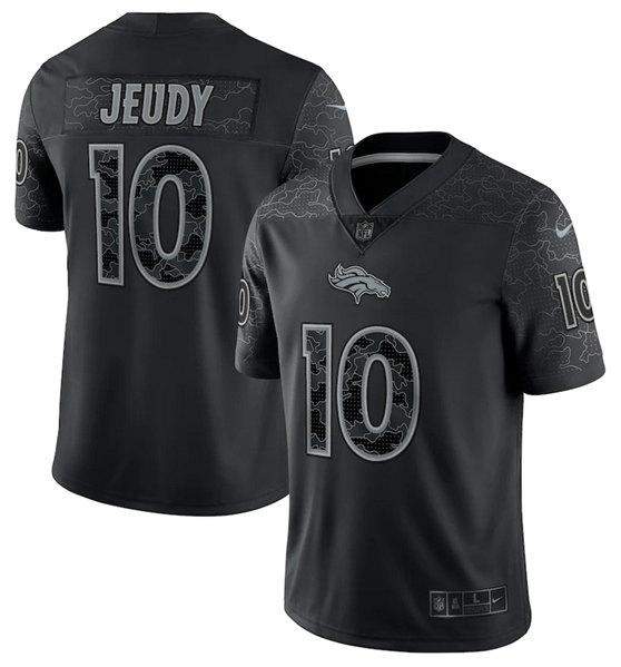Personalized Men’s Denver Broncos #10 Jerry Jeudy Black Reflective Limited Stitched Football Jersey