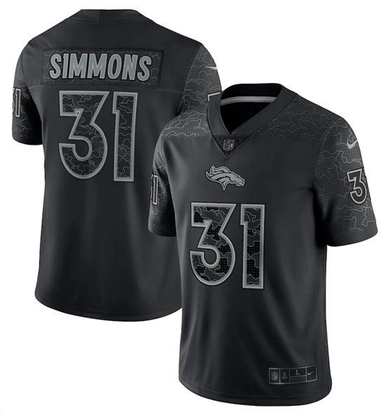 Personalized Men’s Denver Broncos #31 Justin Simmons Black Reflective Limited Stitched Football Jersey