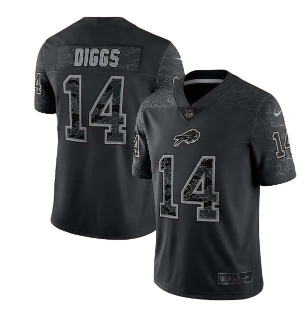 Personalized Men’s Buffalo Bills #14 Stefon Diggs Black Reflective Limited Stitched Football Jersey