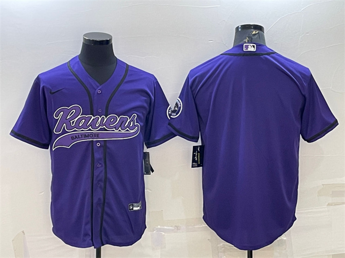 Personalized Men’s Baltimore Ravens Blank Purple With Patch Cool Base Stitched Baseball Jersey