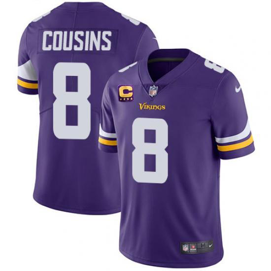 Personalized Men’s Minnesota Vikings #8 Kirk Cousins 2022 Purple With 4-Star C Patch Untouchable Limited Stitched Jersey