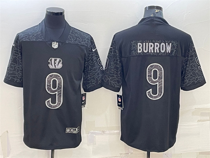 Personalized Men’s Cincinnati Bengals #9 Joe Burrow Reflective Limited Stitched Jersey