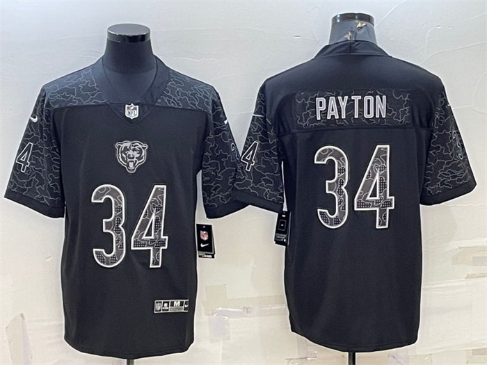 Personalized Men’s Chicago Bears #34 Walter Payton Black Reflective Limited Stitched Jersey