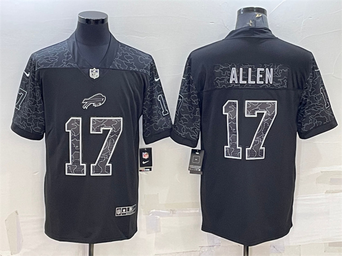 Personalized Men’s Buffalo Bills #17 Josh Allen Black Reflective Limited Stitched Football Jersey