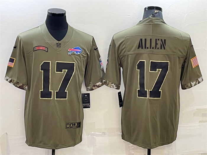 Personalized Men’s Buffalo Bills #17 Josh Allen Olive 2022 Salute To Service Limited Stitched Jersey