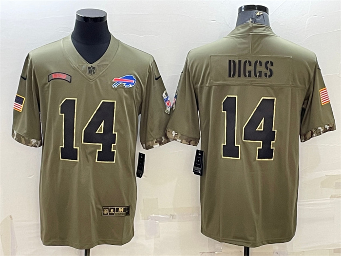 Personalized Men’s Buffalo Bills #14 Stefon Diggs Olive 2022 Salute To Service Limited Stitched Jersey