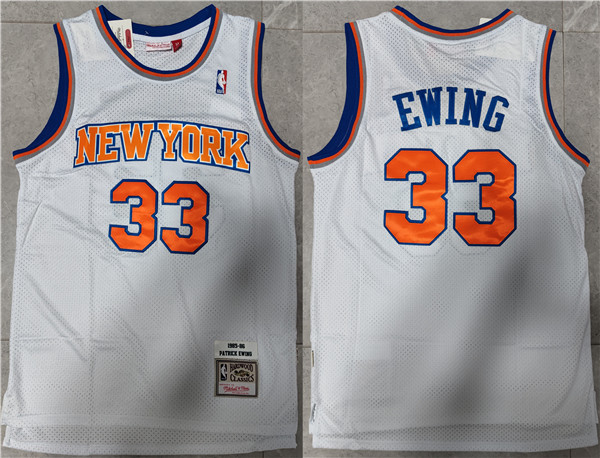 Personalized Men’s New Yok Knicks #33 Patrick Ewing White Throwback Stitched Jersey