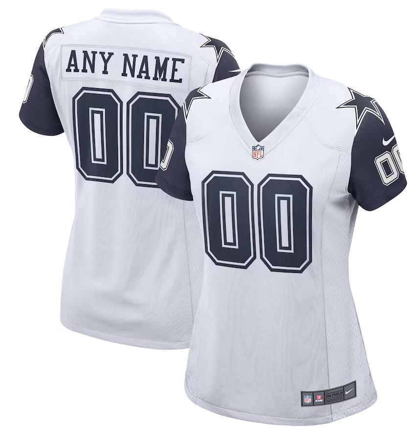 Personalized Custom Women’s Dallas Cowboys White Alternate Jersey