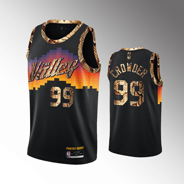 Personalized Men’s Phoenix Suns #99 Jae Crowder 2021 Balck Exclusive Edition Python Skin Stitched Basketball Jersey