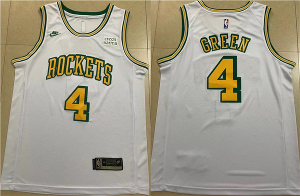Personalized Men’s Houston Rockets #4 Jalen Green White Stitched Basketball Jersey