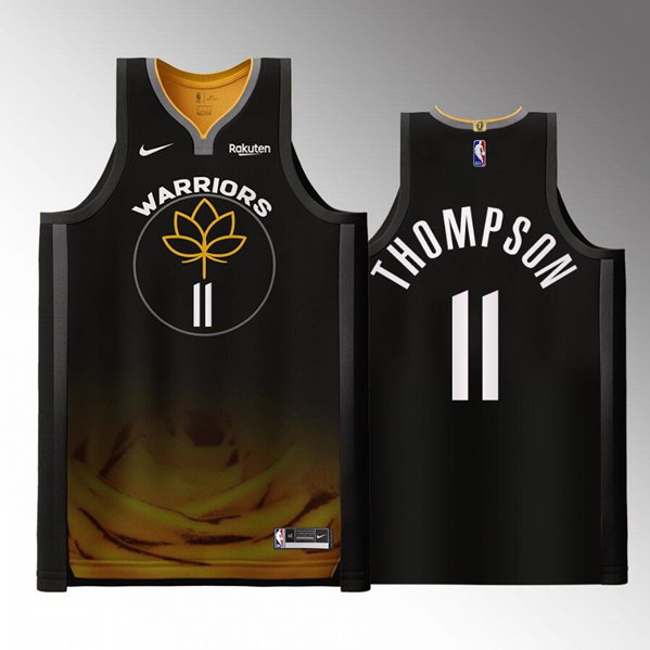Personalized Men’s Golden State Warriors #11 Klay Thompson 2022 2023 Black City Edition Stitched Basketball Jersey