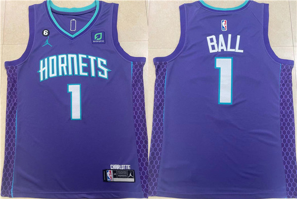 Personalized Men’s Charlotte Hornets #1 LaMelo Ball Purple Stitched Basketball Jersey