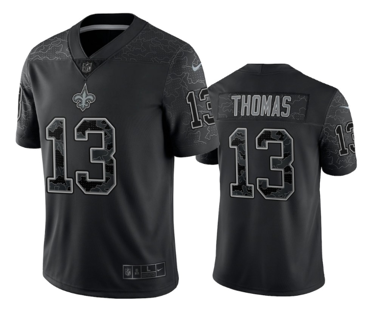 Personalized Men’s New Orleans Saints #13 Michael Thomas Black Reflective Limited Stitched Football Jersey