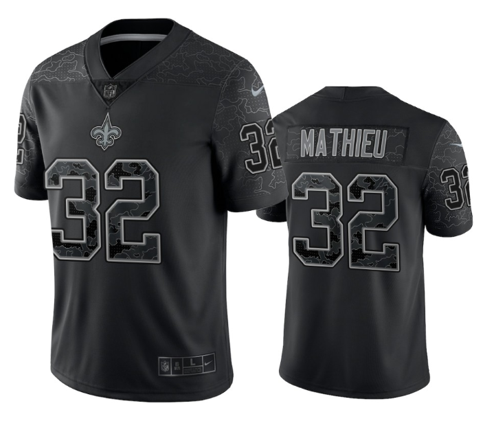 Personalized Men’s New Orleans Saints #32 Tyrann Mathieu Black Reflective Limited Stitched Football Jersey