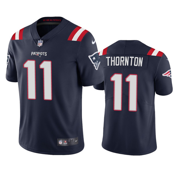 Personalized Men’s New England Patriots #11 Tyquan Thornton Navy Untouchable Limited Stitched Jersey