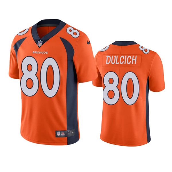 Personalized Men’s Denver Broncos #80 Greg Dulcich Oraange Untouchable Stitched Jersey