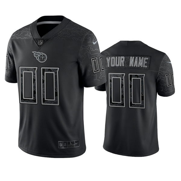Personalized Men’s Tennessee Titans Black Reflective Limited Stitched Football Jersey