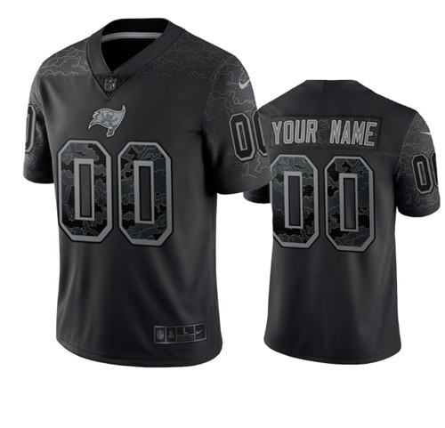 Personalized Men’s Tampa Bay Buccaneers Black Reflective Limited Stitched Jersey