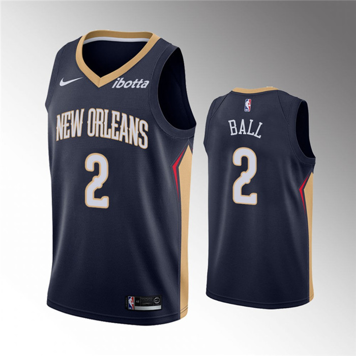 Personalized Men’s New Orleans Pelicans #2 Lonzo Ball Navy Icon Edition Stitched Jersey