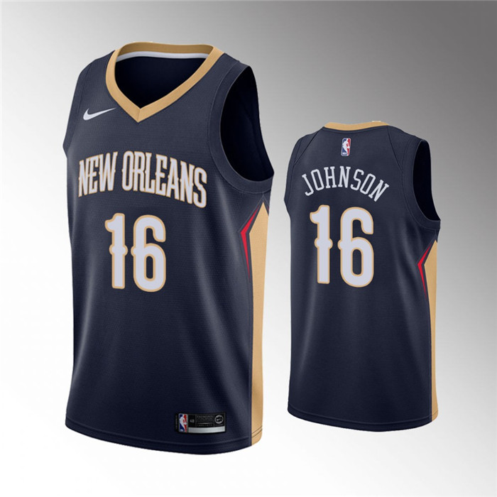 Personalized Men’s New Orleans Pelicans #16 James Johnson Navy Icon Edition Stitched Jersey