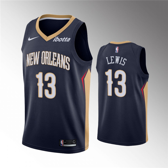 Personalized Men’s New Orleans Pelicans #13 Kira Lewis Jr. Navy Icon Edition Stitched Jersey