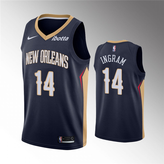 Personalized Men’s New Orleans Pelicans #14 Brandon Ingram Navy Icon Edition Stitched Jersey