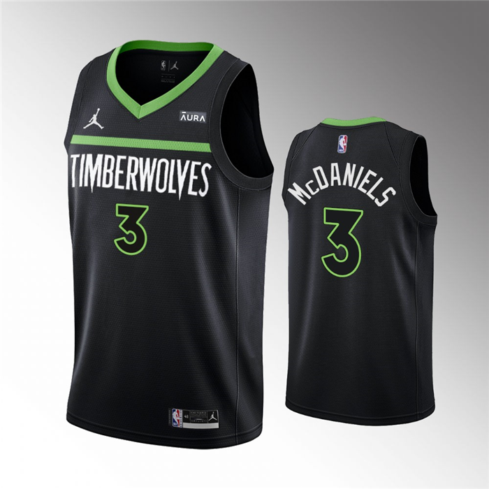Personalized Men’s Minnesota Timberwolves #3 Jaden McDaniels Black Statement Edition Stitched Jersey